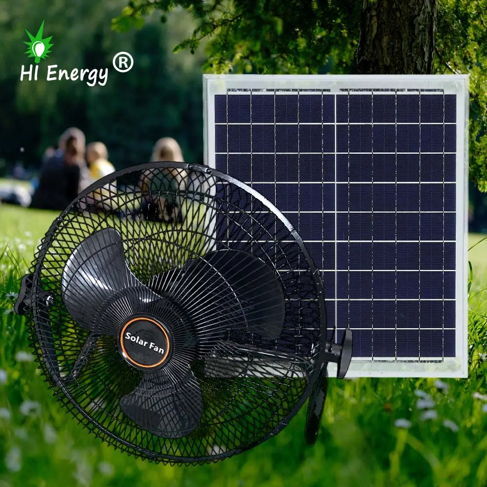 Hienergy 12inch Solar Power Table Fan DC Rechargeable With Solar Panel 3 Blades Portable Solar Electric Fan