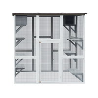 Enclos pour chat en bois massif, résistant aux intempéries, gris, moderne, écologique, 71 pouces, avec 6 plateformes de saut et 2 niches pour la sieste, pour Catio