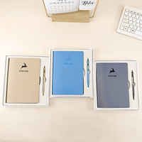 Ensemble cadeau stylo et carnet en cuir PU avec logo personnalisé en relief, couverture souple, journal d'affaires, agenda, cadeau promotionnel pour entreprise, bureau