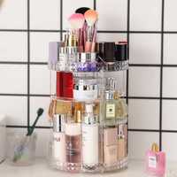 Boîte de rangement cosmétique transparente en acrylique rotative à 360 degrés, organisateur de maquillage de bureau pour dortoirs