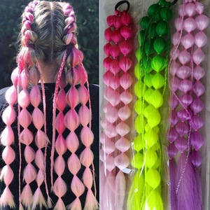 Extensiones de Cabello Trenzadas Hechas a Mano de 20 Pulgadas de Fujia, Cabello Sintético Trenzado Mixto, Cola de Caballo con Burbujas y Coletero - Product Image 3
