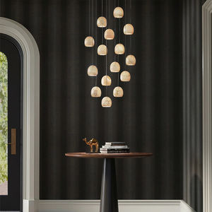 モダン36ライト高天井吊りランプカスタマイズヴィラ階段装飾アラバスターペンダントシャンデリア - Product Image 6