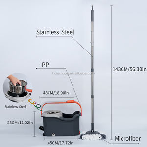 Juego de fregona y cubo giratorio de microfibra fácil Holamopa con ruedas, fregona giratoria para limpieza de suelo con Pedal para uso en el hogar y la Oficina - Product Image 2