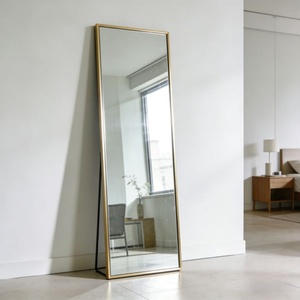 Wholesales Gold Aluminum Alloy Framed <b>Floor</b> <b>Mirror</b> Full Length Home Decor Durable <b>Mirror</b> for Indoor Use Hotel Living Room - Product Image 1