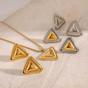 Chubby Triangular <b>Stud</b> Earrings Zinc Alloy Geometric Design Gold And <b>Silver</b> Color For Fashion Jewelry - Product Image 4