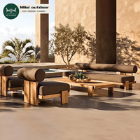 Ensemble de canapés en teck massif de luxe moderne, mobilier d'extérieur de haute qualité pour villa, jardin, ensemble de canapés d'extérieur
