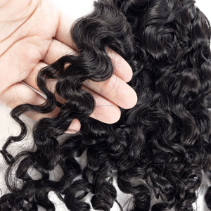 # Extensions de cheveux humains de luxe 1B, double brin, <span class=keywords><strong>pointe</strong></span> plume, bouclés birmanes, pour crochet - Product Image 2