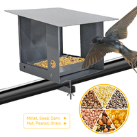 JH-Mech Mangeoire à oiseaux en métal avec plateau amovible, design personnalisé pour montage sur garde-corps, finition thermolaquée