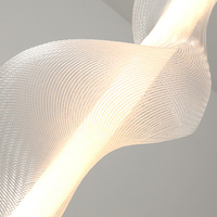 Lustre en maille artistique postmoderne, luminaire suspendu LED en nylon blanc avec LED chaudes pour salle à manger, chambre à coucher, hôtel