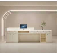 Bureau d'accueil minimaliste moderne en bois massif, écologique et durable pour magasin de vêtements, salon de beauté, salon de manucure, salon de coiffure