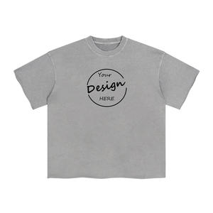 Personalizable 100% algodón lavado con ácido Vintage Camiseta de gran tamaño para los hombres de alta calidad estilo de piedra en blanco - Product Image 5