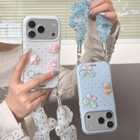 Coque de téléphone transparente avec motif ours 3D mignon, fleurs et paillettes pour iPhone 18 Pro Max, 18 Pro, 17 Pro Max, 17, 16, 15 Pro Max