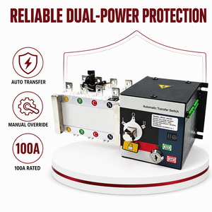 Saklar Transfer Otomatis Tipe Kontrol Kebakaran 100A 4 Kutub ATS AC220V Kontrol Pengalih Sumber Daya Ganda - Product Image 3