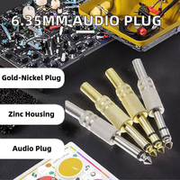 Vente en gros de prise jack 6.35MM mâle plaqué nickel/or Mono adaptateur de connecteur audio 1/4 pouce mâle à souder connecteurs stéréo laiton