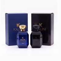 Flacons de parfum de luxe personnalisés de 50 ml en verre carré, avec pompe à sertir sécurisée, pour parfums fins, avec boîte