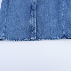 3 Colorway <strong>Turn</strong> Down Collar Long Sleeve Buttons <strong>up</strong> Denim Blue Color Casual Fashion <strong>Jeans</strong> Tops Blouse for Women - Product Image 4