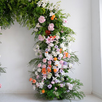 Arche florale artificielle NINI style forêt, blanc, orange, rose, avec lys et roses, pour cérémonie de mariage, fête de jardin et décoration de vitrine