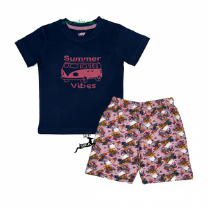 OEM unisex niños pequeños 100% algodón orgánico camiseta pantalones cortos DTF serigrafía LOGO niños camiseta ropa conjuntos venta - Product Image 1