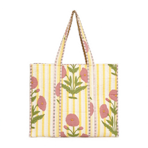 Custom Logo Ladies Open <b>Square</b> Tote Bag Floral Printed Travel Shoulder Bag Women Recycled Soft Quilted Cotton - Product Image 6