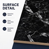 Panneau MDF en placage de bois à motif marbre noir Jinbase (qualité première classe E0 sans formaldéhyde) pour comptoirs et armoires d'hôtels de luxe