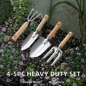 Juego de Herramientas de Jardín - Kit de Herramientas Manuales de Acero Inoxidable Resistente de 4 y 5 Piezas con Mango de Madera OEM - Product Image 2
