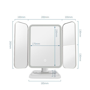 Miroir de maquillage pliable blanc, double face, design matelassé, miroir de bureau, cadre en plastique - Product Image 6