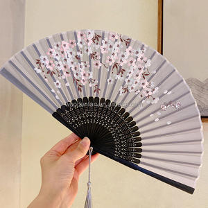 Affascinante Elegante Donna Moderna Fatto a Mano in Bambù di Seta 21cm Pieghevole per Borsa Tascabile Ventilatore con Manica in Tessuto per Danzare Matrimonio - Product Image 4