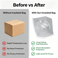 Sac isotherme en aluminium à bulles, étanche et auto-scellant pour aliments congelés, fruits de mer, transport en chaîne du froid, certifié CE