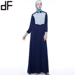 OEM成熟女性正装穆斯林阿巴亚设计伊斯兰服装立领长袖马克西连衣裙新款现代迪拜阿巴亚
