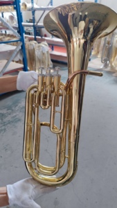 BR-G3400G-YRY <span class=keywords><strong>Instrument</strong></span> de corne de baryton en laiton de surface laquée d'or de style <span class=keywords><strong>piston</strong></span> professionnel - Product Image 3