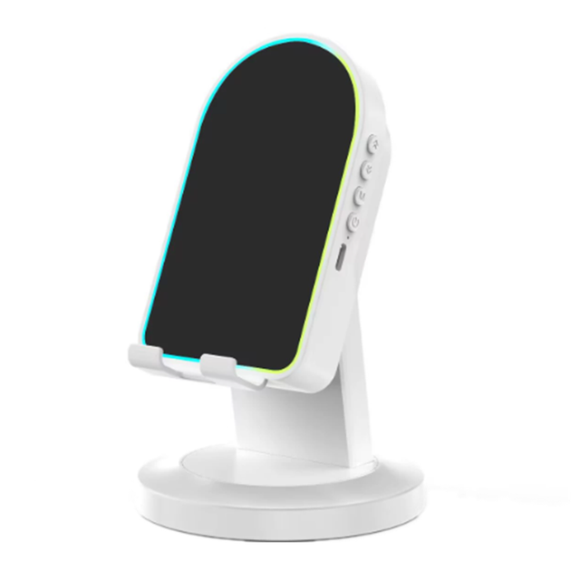 Trending New Desktop Bracket Adjustable Foldable Phone Stand with Audio Wireless Speaker Mobile Phone Holder