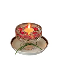 LANJO Luxus Rosen-Gelee Duftkerze, Einzigartiges Geburtstagsgeschenk, Getrocknete Rosen-Kerze für Hochzeitsgeschenke, ca. 50 Stunden Brenndauer