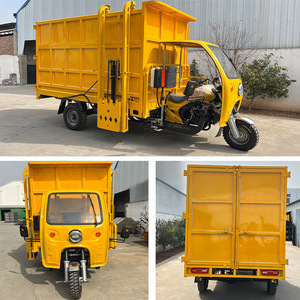 Camion à ordures à trois roues jaune de 8,67 mètres cubes avec chargement et déchargement automatiques, moteur à essence, transmission manuelle - Product Image 4