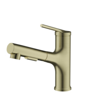 Robinet de lavabo de salle de bain de luxe en laiton doré brossé, mitigeur monocommande avec douchette double fonction pour villa