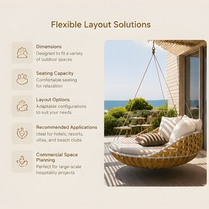 Modern Outdoor Garden Patio Lounge Sun <b>Bed</b> Villa Hotel Aluminum Rattan <b>Swings</b> Daybed Courtyard Living Room Uv Resistant - Product Image 5