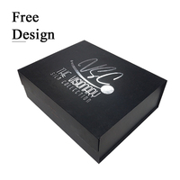 Brillant boîte en papier kraft noir pliable, emballage plat en forme de livre, coffrets cadeaux avec couvercle magnétique