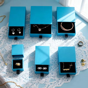 Boîte cadeau de luxe personnalisée avec logo, en carton rigide, pour bijoux, emballage unique à tiroir pour bagues, boucles d'oreilles, bracelets, colliers - Product Image 2