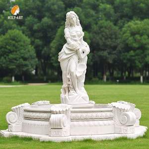 Estatua de Dama de Mármol Blanco Sosteniendo un Florero con Agua para Decoración de Jardín Exterior MLJWMF-03131 - Product Image 1