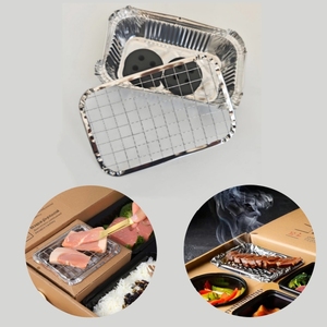 شبك شواء للاستخدام مرة واحدة مع صندوق من رقائق الألومنيوم، شواية بسيطة مناسبة للشواء في الهواء الطلق، مبيعات مباشرة من المصنع - Product Image 3