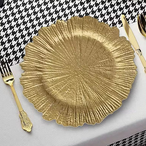 2025 New Wholesale High Quality <b>Reusable</b> Plastic Charger Plates for Wedding Party Table Decorationcharger Gold Plates - Product Image 2