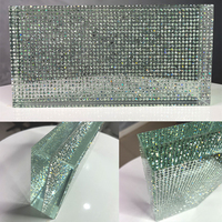 Le drapeau de l'Union Diamante motif blocs de briques de verre poli bord chanfrein cristal verre brique feu évalué briques de verre décoratives