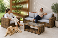 Ensemble de canapés de jardin en rotin d'extérieur, mobilier de terrasse moderne pour espaces résidentiels, commerciaux et de loisirs, vente en gros