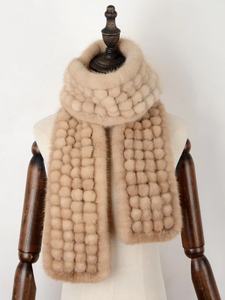 Syal pom pom Mink alami fashion musim dingin anak perempuan syal bulu - Product Image 5