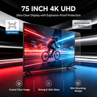 Téléviseur intelligent Google TV 75 pouces à écran plat en verre trempé 4K UHD LED LCD, montable au mur, QLED OLED