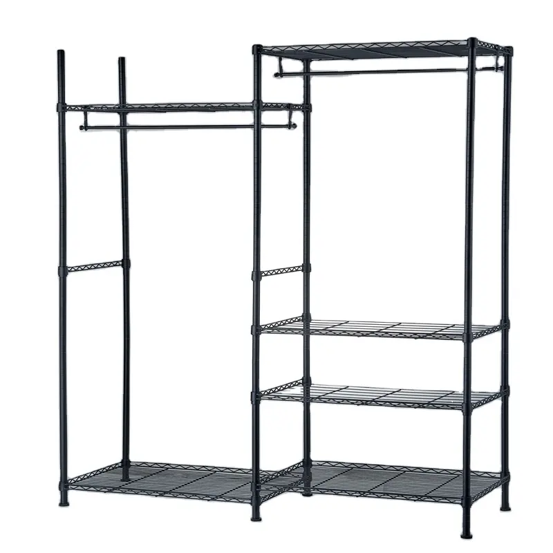 NSF Factory Wholesale Clothing Display Metal Wire Storage Rack Hot Sale Morden Style Laundry Packing Organizer Black Shelving