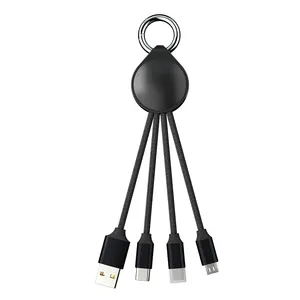 Cable de datos 3 en 1 con logotipo Led, Cable de carga Usb, multifunción, personalización de regalo, novedad