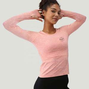 Venta al por mayor de ropa deportiva informal con logotipo personalizado para mujer de alta calidad elástico en blanco algodón Spandex personalizado Camiseta de manga larga - Product Image 1