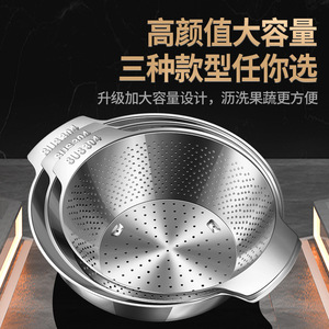 Passoire en acier inoxydable 304 grande capacité avec double poignée, bol de lavage de légumes, égouttoir de cuisine - Product Image 2