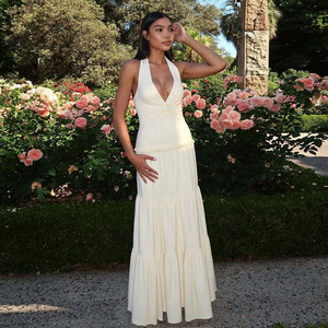 <span class=keywords><strong>Vestido</strong></span> Largo Sexy <span class=keywords><strong>de</strong></span> Verano con Escote Profundo en V, Volantes y Tirantes Cruzados para Fiesta <span class=keywords><strong>de</strong></span> Noche - Product Image 2