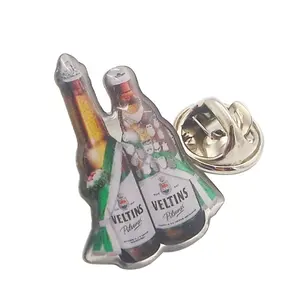 Custom made print logo epoxy metal pin badge low price